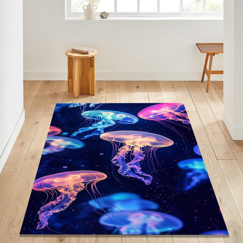 Jellyfish Rug, Abstract Area Rug, Colorful Indie Room Decor, Non