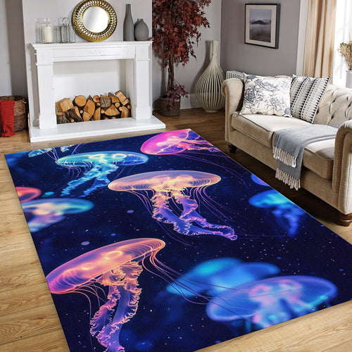 Jellyfish Rug, Abstract Area Rug, Colorful Indie Room Decor, Non