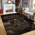 Vitruvian Man Rug, Abstract Area Rug, Non Slip Rug, Drawing Rug