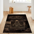 Vitruvian Man Rug, Abstract Area Rug, Non Slip Rug, Drawing Rug