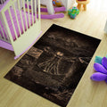 Vitruvian Man Rug, Abstract Area Rug, Non Slip Rug, Drawing Rug