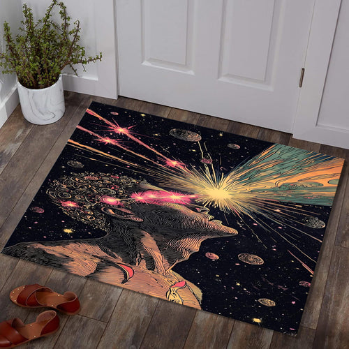 Art Rug, Space Rug, Abstract Area Rug, Non Slip Rug, Living Room