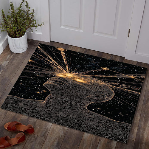 Art Rug, Space Rug, Abstract Area Rug, Non Slip Rug, Living Room