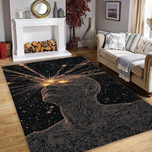 Art Rug, Space Rug, Abstract Area Rug, Non Slip Rug, Living Room