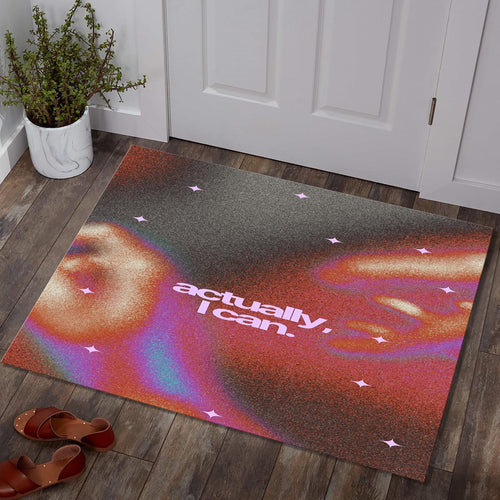 Motivation Rug, Abstract Area Rug, Colorful Room Decor, Non Slip