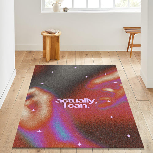 Motivation Rug, Abstract Area Rug, Colorful Room Decor, Non Slip