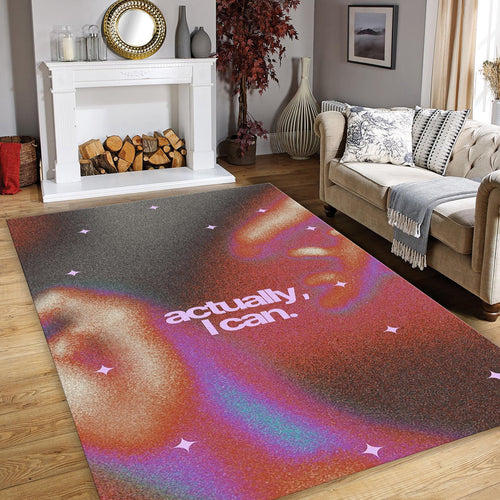 Motivation Rug, Abstract Area Rug, Colorful Room Decor, Non Slip