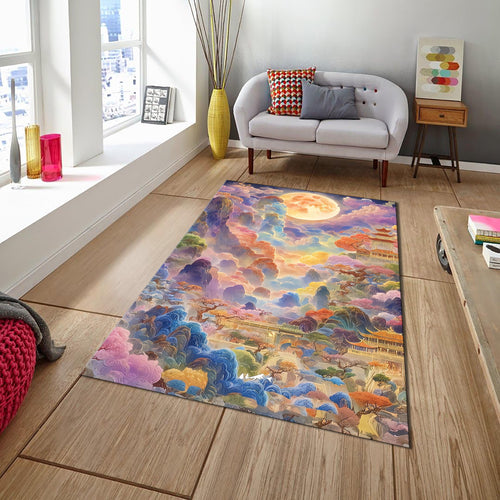 Cloud Rug, Colorful Rug, Japanese hokusai Rug, Nostalgic Rug