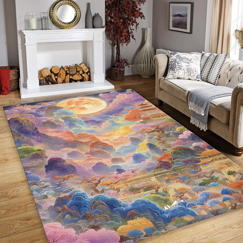 Cloud Rug, Colorful Rug, Japanese hokusai Rug, Nostalgic Rug