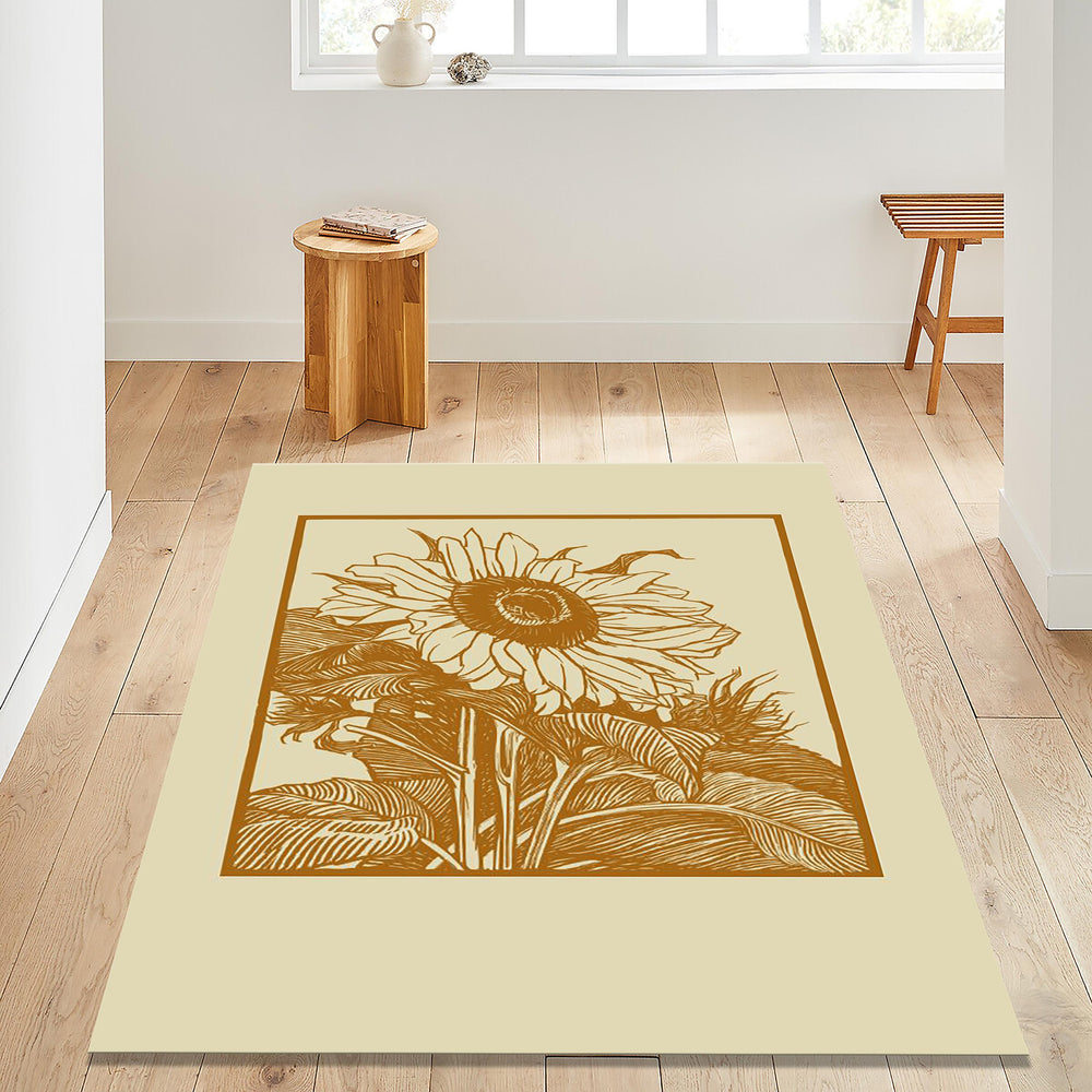 Sunflower Rug, Wildflower Rug, Area Rug, Non Slip Rug, Artistic