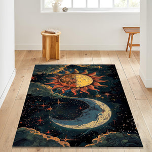 Sun Rug, Moon Rug, Space Rug, Area Rug, Modern Non Slip Rug