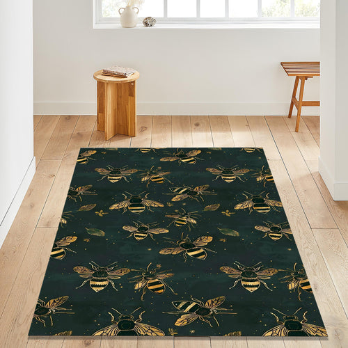 Bee Rug Green Rug Abstract rug Boho Style Non-Slip Washable