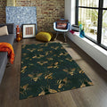Bee Rug Green Rug Abstract rug Boho Style Non-Slip Washable