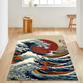 Japanese Great Wave Rug, Japanese Hokusai Rug