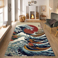 Japanese Great Wave Rug, Japanese Hokusai Rug