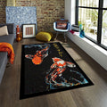 Koi Fish Rug Ying Yang Rug Japanese Hokusai Rug Modern Abstract