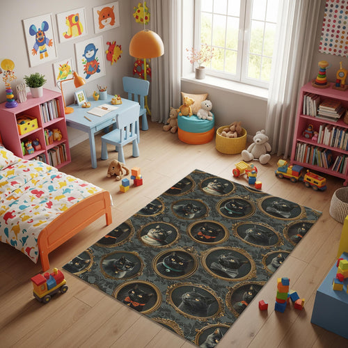 Cat Rug Abstract rug Non-Slip Washable Art Rug Rectangle Rug 8x10