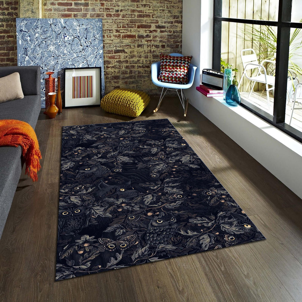 Gothic Rug Rococo Style Rug Owl Pattern Rug Abstract rug Non-Slip