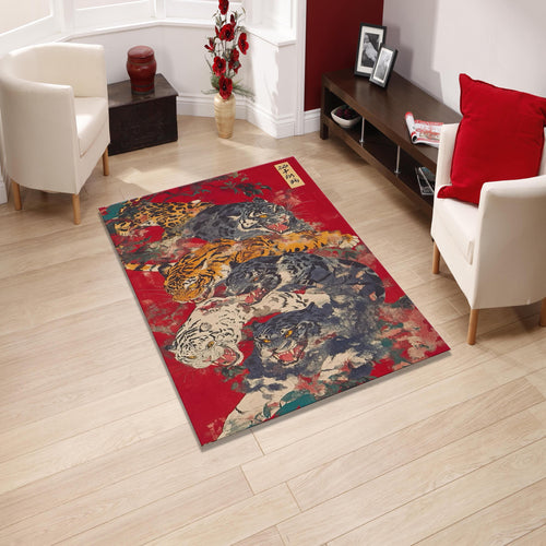 Tiger Rug Floral Rug Gothic Rug Art Rug Abstract rug Non-Slip