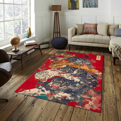 Tiger Rug Floral Rug Gothic Rug Art Rug Abstract rug Non-Slip
