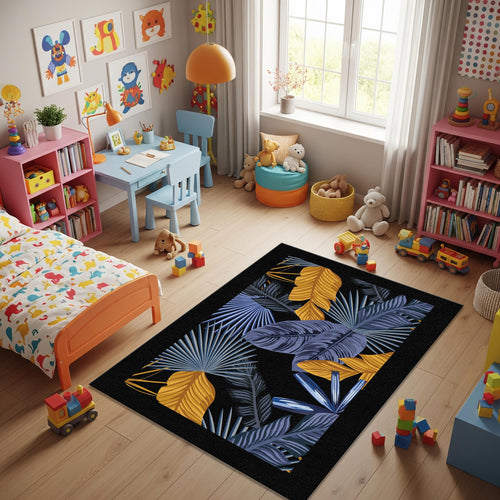 Modern abstract floral art rug, Non-Slip Washable Rug