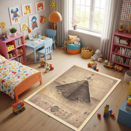 Pyramid Rug Egyptian Rug Non-Slip Washable Rug Rectangle Rug 8x10