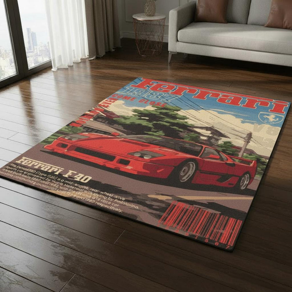 Ferrari F1 Rug F40 Vintage Cover Formula 1 Racing Carpet for
