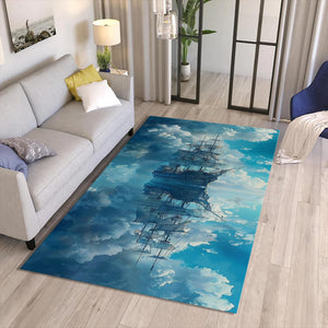 Ocean Waves Ship Rug, Coastal Home Decor, Custom Art Rug