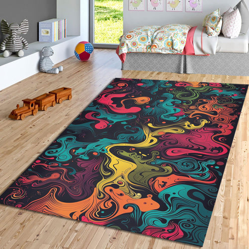 Abstract Multicolored Rug, Bohemian Home Decor