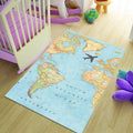 World Map Kids Rug, Organic Cotton Play Mat, Nursery Decor