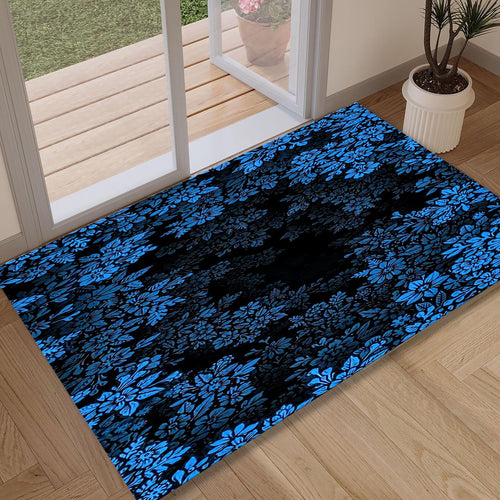 Blue Rug, Floral Cottagecore Flowers,Floral Front Door Decor