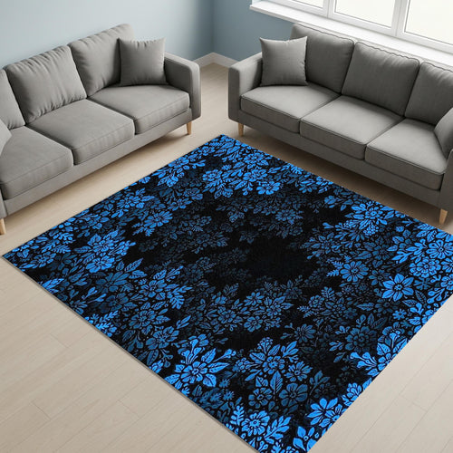 Blue Rug, Floral Cottagecore Flowers,Floral Front Door Decor