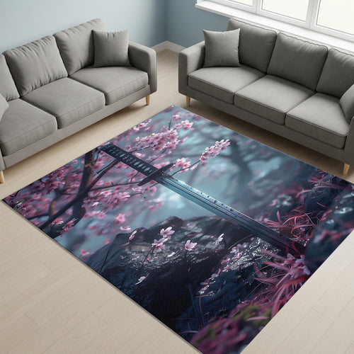 Sword Rug, Sword Decor, Movie Rug, Floral Decor, Boho Chic