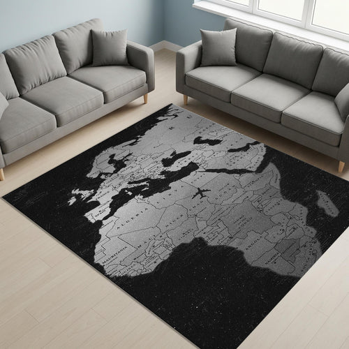 World Map Rug, Montessori Road Map, Fabulous Art Rug, Abstract