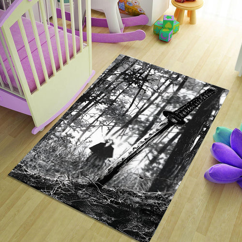 Katana Rug, Anime Style Carpet, Washable Nonslip