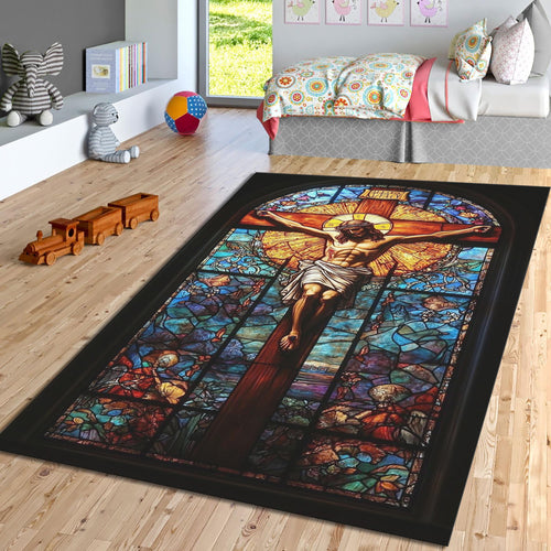 Jesus Rug, Christian Prayer Rug, Christian Rug, Jesus Theme Rug