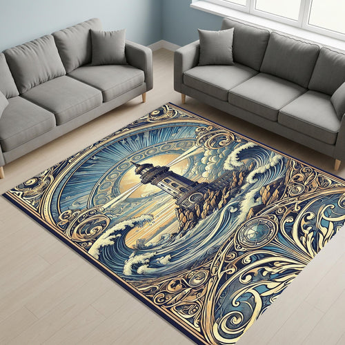 Lighthouse Rug, Art Rug, Bronze Rug, Fabulous Art Rug, Bohemian