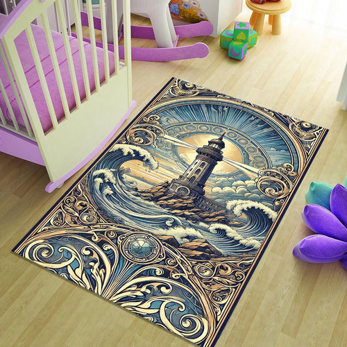 Lighthouse Rug, Art Rug, Bronze Rug, Fabulous Art Rug, Bohemian