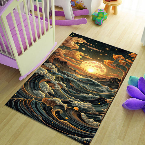 Celestial Wave Art Rug, Bohemian Home Decor