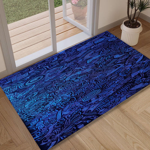 Blue Rug, Floral Cottagecore Flowers,Floral Front Door Decor