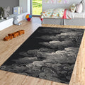 Black Rug, Art Rug, Multicolored Rug, Bohemian rug, Gothic Mat
