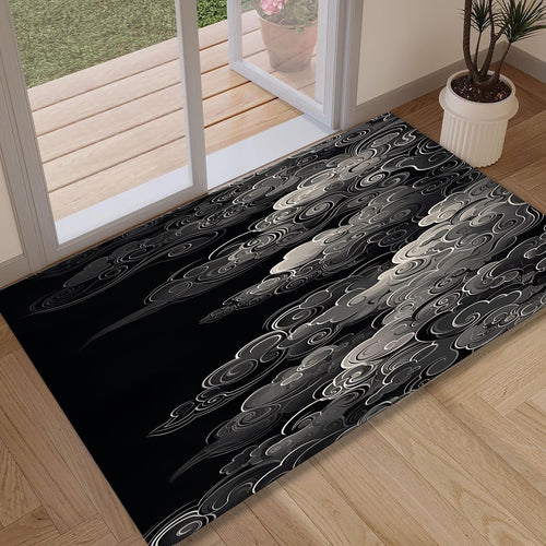 Black Rug, Art Rug, Multicolored Rug, Bohemian rug, Gothic Mat