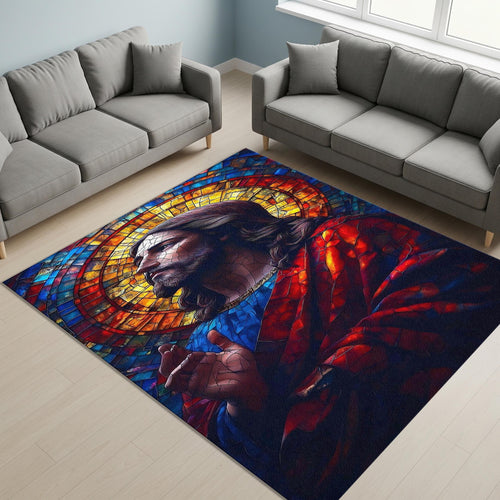 Jesus Rug, Christian Prayer Rug, Christian Rug, Jesus Theme Rug