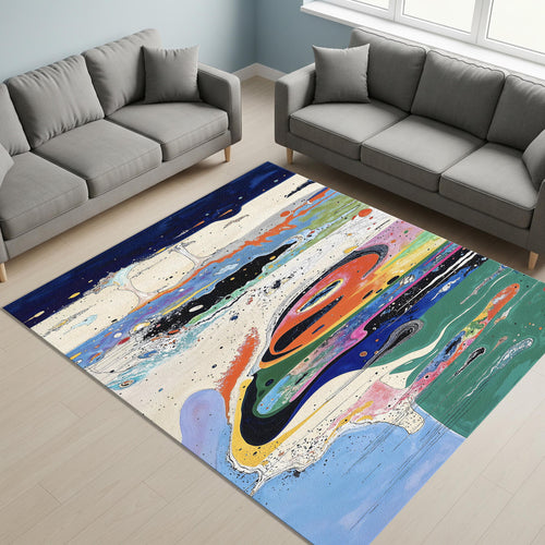 Abstract Marbling Art Rug, Multicolored Turkish Rug, Gothic Home