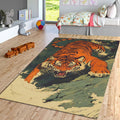 Bengal Tiger Pattern Rug, Tibetan Tiger Rug, Orange Home Decor