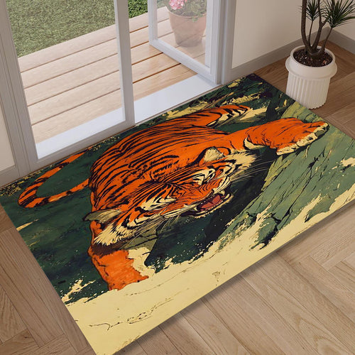 Bengal Tiger Pattern Rug, Tibetan Tiger Rug, Orange Home Decor