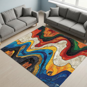 Abstract Rug, Art Rug, Multicolored Rug, Geometric Shaped