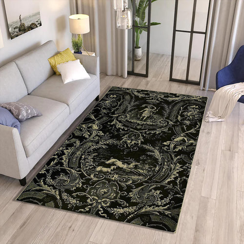 Gothic Rug, Dark Rug, Floral Cottagecore Flowers, Floral Doormat