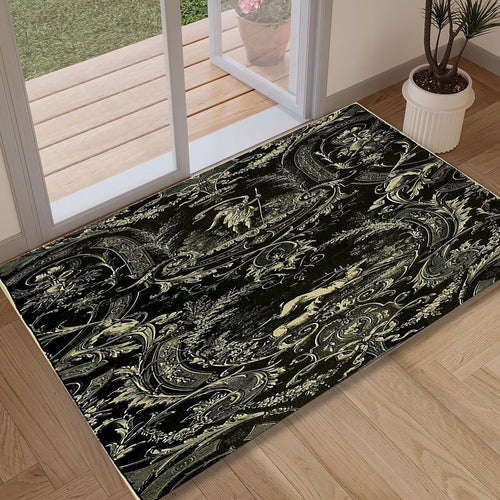 Gothic Rug, Dark Rug, Floral Cottagecore Flowers, Floral Doormat