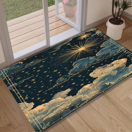 Celestial Cloud Art Rug, Gothic Starry Sky Design